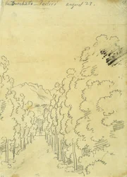 Waldlandschaft, aus einem Album von Durchzeichnungen