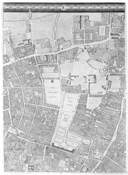 Eine Karte von Moorfields und Hoxton, London, 1746