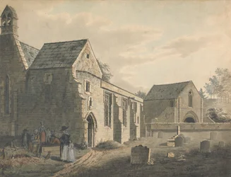 Kirche, Kirchhof und Figuren (Der Friedhof)
