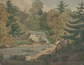 Ansicht der zweiten Wasserfälle am Sawkill River, ca. 1840