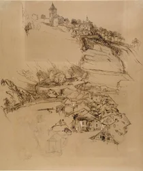 Fribourg, Schweiz: Federzeichnung, Juli oder August - September 1856