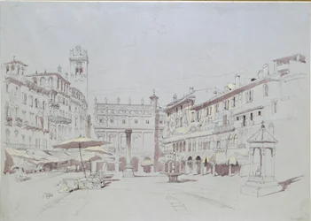Studie für Detail der Piazza delle Erbe, Verona