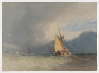 Boote vor der Küste, ein Sturm zieht auf