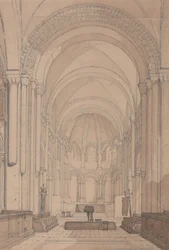 Ostende der Abteikirche Saint Georges de Bocherville, in der Nähe von Rouen, Normandie