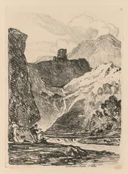 Liber Studiorum: Platte 12, Dolbadern Castle, Llanberris Lake, Nordwales, 1838