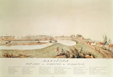 Manitoba, zeigt eine Handelsstation der Hudson Bay Company, 1871