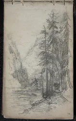 Berglandschaft mit Bäumen, 1871-72