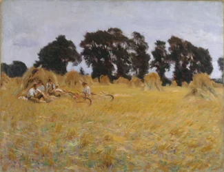 Erntearbeiter ruhen sich in einem Weizenfeld aus, 1885