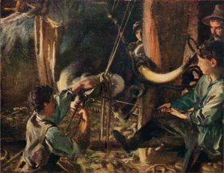 Das Beschlagen des Ochsen, um 1910