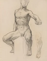 Studie von Perseus für Perseus auf Pegasus, der Medusa tötet, Wandgemälde, Treppenhaus, Museum of Fine Arts, Boston