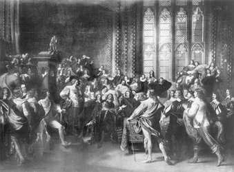 Karl I. (1600-49) versucht, fünf Parlamentsmitglieder zu verhaften, veröffentlicht von Walter Rowlands, 1888