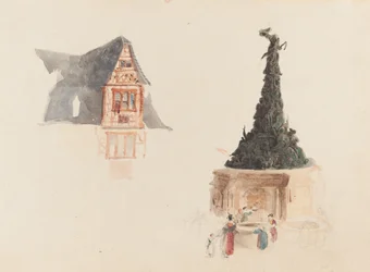 Brunnen und Fassade in Österreich