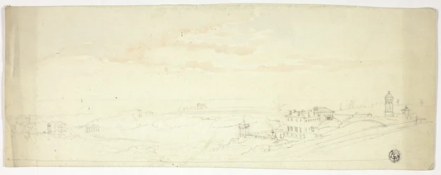 Panoramablick auf Küstenstadt