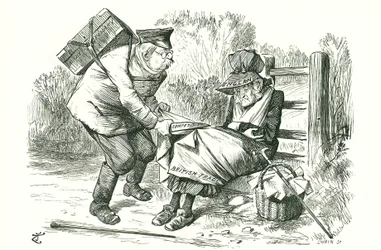 Deutschland stiehlt Großbritanniens Position als Weltmarktführer im Handel und in der Herstellung. Karikatur von John Tenniel aus Punch, 5. September 1896