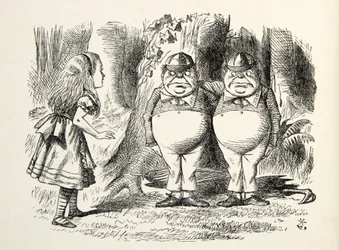 Tweedledum und Tweedledee, Illustration aus Durch den Spiegel, von Lewis Carroll (1832 - 98), 1872