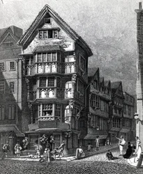 Häuser, die kürzlich an der West Ecke der Chancery Lane, Fleet Street standen, veröffentlicht 1812