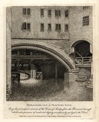 Nord- oder Innenansicht des Traitor’s Gate, Haupteingang zum Tower of London vom Fluss Thames