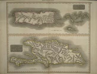 Porto Rico und Jungferninseln: Haiti, Hispaniola oder St. Domingo, 1817 (handkolorierte Gravur)