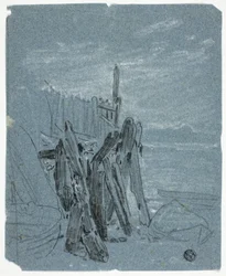 Palisade in der Nähe der Küste