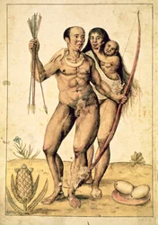 Eine indianische Familie, ca. 1585-87