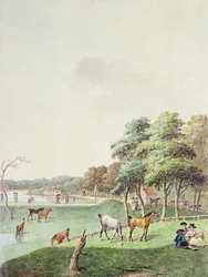 Das Ostende der Serpentine und eine entfernte Ansicht des Badehauses, 1794