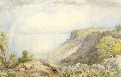 Blick auf den Hudson River von den Palisaden, New York, mit Regenbogen, 1873