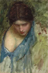 Nymphen finden den Kopf des Orpheus: Skizze der Nymphe links