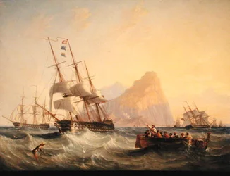 Kriegsschiffe unter Segeln in Gibraltar