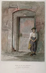 Tür eines alten Herrenhauses in Gravel Lane, City of London, 1851