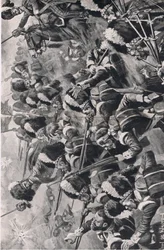 Die Schlacht an der Alma, 20. September 1854: Der Vormarsch der 93. Highlander, Illustration aus British Battles on Land and Sea, 1915