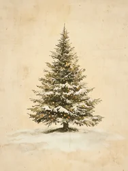 Verschneiter Weihnachtsbaum mit Lichtern