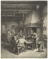 Bauerninterieur mit Triktrakspielern