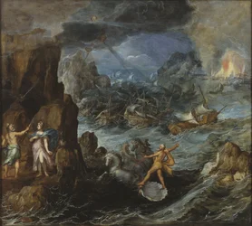 Schiffbruch der griechischen Flotte auf der Heimreise von Troja, ca. 1585-90