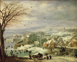 Dorflandschaft im Winter, ca. 1615-20
