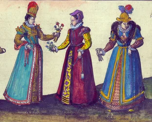 Englische Frauen der elisabethanischen Ära, 1598 (Detail)