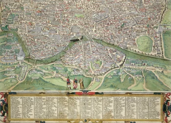 Karte von Rom aus „Civitates Orbis Terrarum“ von Georg Braun (1541-1622) und Frans Hogenberg (1535-90), ca. 1572-1617