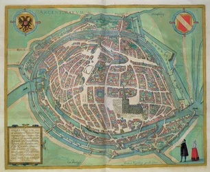 Karte von Straßburg aus „Civitates Orbis Terrarum“ von Georg Braun (1541-1622) und Frans Hogenberg (1535-90), ca. 1572