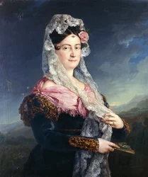 Porträt von Dona Maria de los Dolores Gomez de las Casas e Ibarrondo, die erste Marquise von Ulagares, stehend dreiviertel Länge