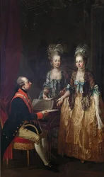 Porträt von Kaiser Joseph II. am Spinett mit seinen Schwestern Maria Elisabeth und Maria Anna