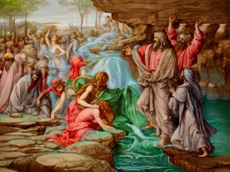 Manna und Wasser aus dem Felsen
