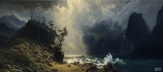JJM rekreiert Bierstadt-A: Puget Sound an der Pazifikküste