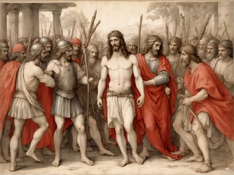 Jesus von römischen Soldaten verspottet und geschlagen
