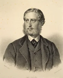 Porträt von Ferdinand Bonaventura, Prinz Kinsky (1834-1904). Gravur von Josef Kriehuber
