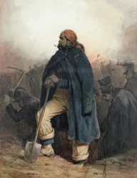 Soldat mit Spaten