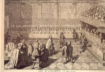 Die Ritter des Ordens des Bades bei einem Dinner zu Ehren von Prinz William