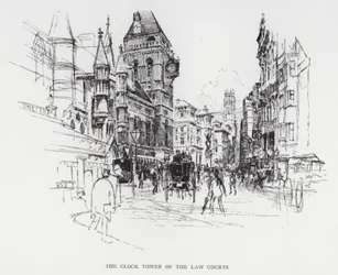 Der Uhrturm der Gerichte (Lithografie)