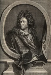 Porträt von Corneille Van Cleve, französischer Bildhauer (1645-1732) - Gravur von Poilly nach dem Gemälde von Joseph Vivien