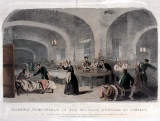 Florence Nightingale (1820-1910) im Militärkrankenhaus von Scutari während des Krimkriegs, 1856