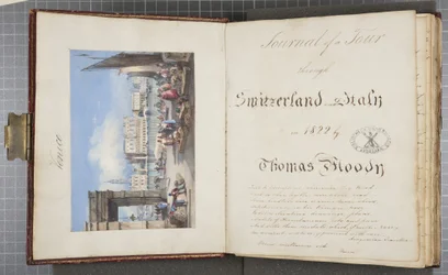 Venedig, eingeklebt auf die Titelseite von Thomas Moodys Tagebuch einer Reise durch die Schweiz und Italien, 1822