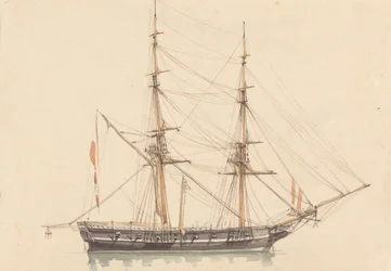 Einzelne Brigantine, Segel gerefft